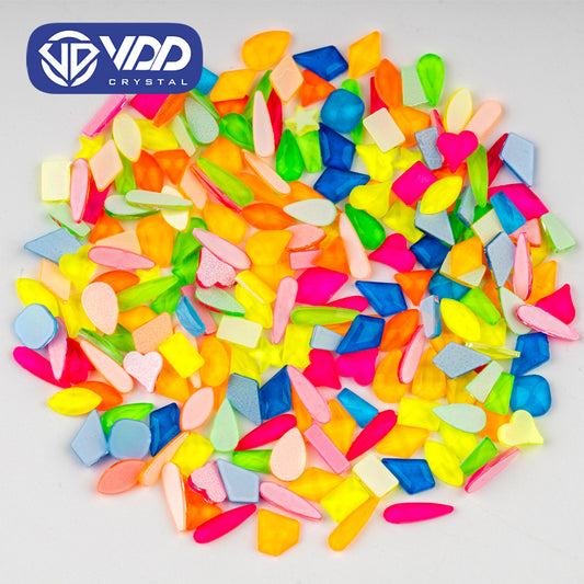 VDD Mix Neon 100/500Pcs New Color Mixed Shape Glass Crystal Rhinestones Flatback Strass Glitter Shiny Nail Art DIY Decoration Accessories
